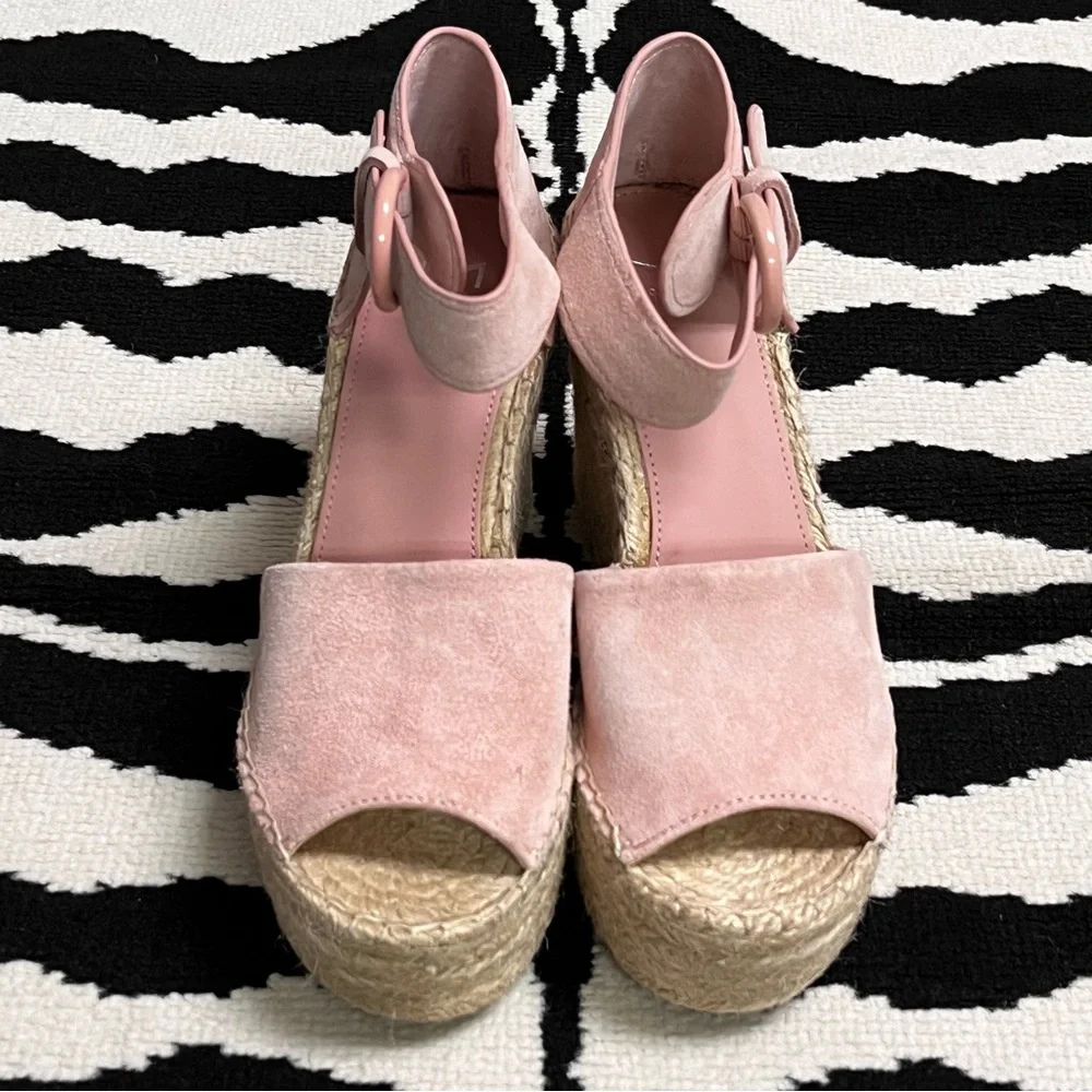 Marc Fisher Alida Espadrille Wedge Sandals In Light Pink Size 7.5 - Picture 5 of 16